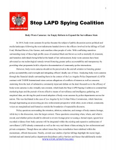 Stop LAPD Spying Coalition Report on Use of Body Cameras by Law Enforcement - April 2015-1
