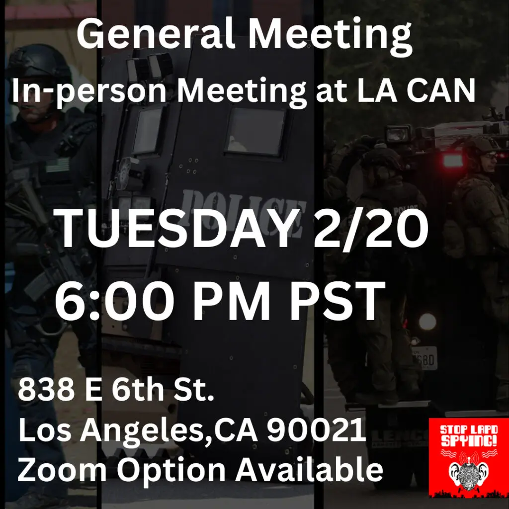 General Meeting Stop LAPD Spying Coalition